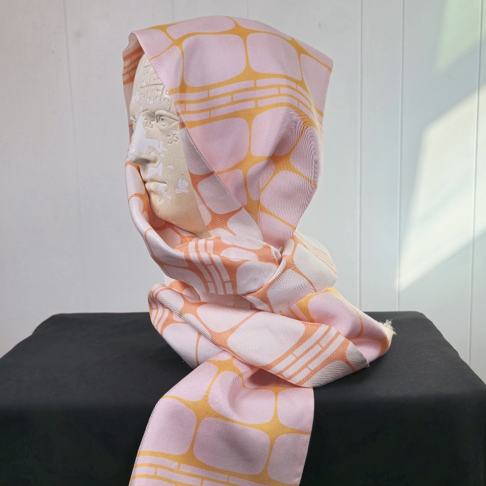Geometric 1970's Mod Geometric Mid Century Silk Scarf